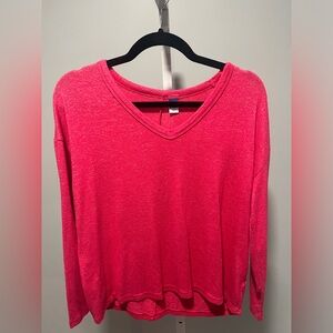 Old Navy Bright Pink Oversized Cozy-Knit V-Neck Long-Sleeve Size Small